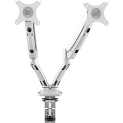 EXECUTIVE GAS SPRING DUAL MONITOR ARM EASY ROTATE,PIVOT & EXTEND ADJUST WHITE
