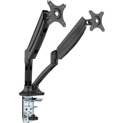 EXECUTIVE GAS SPRING DUAL MONITOR ARM EASY ROTATE,PIVOT, & EXTEND ADJUST BLACK