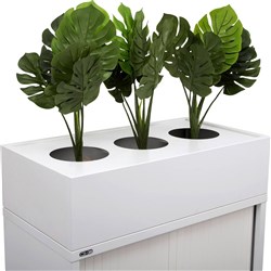 Go Tambour Steel Planter Box 230Hx1200Wx470mmD Suits 200mm Pots Includes Drip Tray White