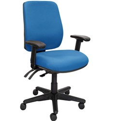 Buro Roma High Back Task Chair 3 Lever With Arms Navy Fabric Seat and Back
