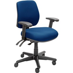 Buro Roma Mid Back Task Chair 3 Lever With Arms Navy Fabric Seat and Back