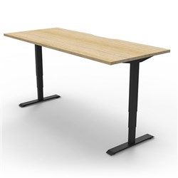 BOOST ELECTRIC DESK 1500 X 750 SCALLOP TOP OAK OVER BLACK FRAME