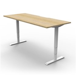 BOOST ELECTRIC DESK 1500 X 750 SCALLOP TOP OAK OVER WHITE FRAME