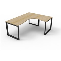 Deluxe Loop Corner Desk 1800Wx1500Wx750D Oak Top Black Frame