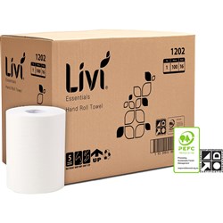 LIVI ESSENTIALS ROLL TOWEL 1 PLY  100M CTN 16