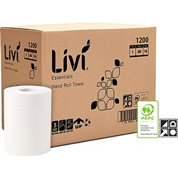 LIVI ESSENTIALS ROLL TOWEL 1 PLY 80M CTN 16 HAND TOWEL FOR DISPENCERS