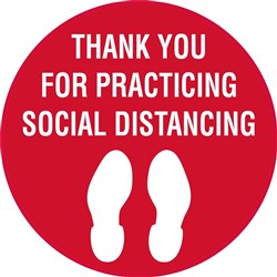 Brady Floor Marker Thank You For Practicing Social Distancing Red/White D440mm