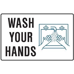 Brady Safety Sign Pictogram Wash Your Hands H300xW450mm Polypropylene