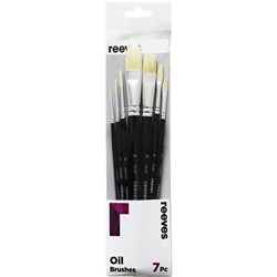 REEVES OIL BRUSHES SHORT HANDLE Set of 7