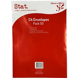 Stat C4 WHITE Envelope PK50 Peel And Seal Heavy Duty pack of 50
