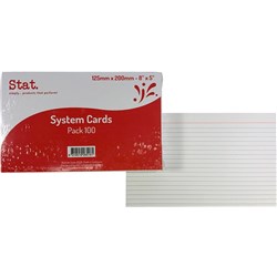 Stat System Cards 26516 127x203mm Ruled Pack of 100 White