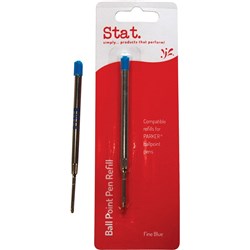Stat Ballpoint Pen Refill Parker Compatible Fine blue SOLD AS PACK OF 10 REFILLS