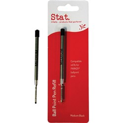 Stat Ballpoint Pen Refill Parker Compatible Medium black SOLD AS PKT OF 10