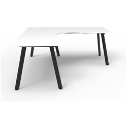 Eternity Corner Desk 1500Wx1500Wx750D White Top Black Frame