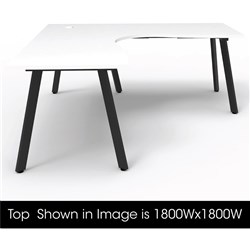 Eternity Corner Desk 1800Wx1500Wx750D White Top Black Frame