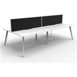 Eternity Workstation 4 Person With Screen 1200Wx750D White Top White Double Frame