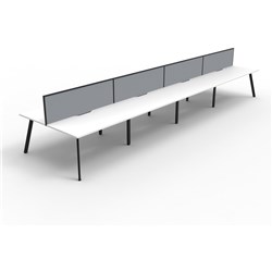 Eternity Workstation 8 Person With Screen 1200Wx750D White Top Black Double Frame