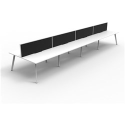 Eternity Workstation 8 Person With Screen 1200Wx750D White Top White Double Frame