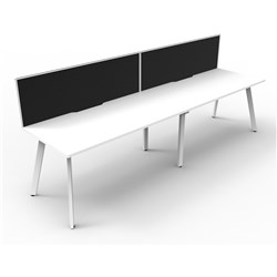 Eternity Workstation 2 Person With Screen 1200Wx750D White Top White Single Frame