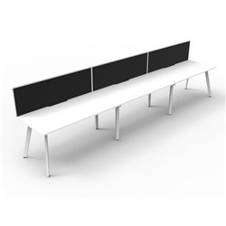 Eternity Workstation 3 Person With Screen 1500Wx750D White Top White Single Frame