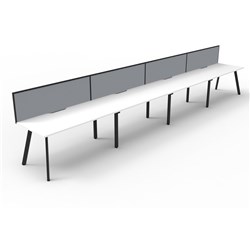 Eternity Workstation 4 Person With Screen 1800Wx750D White Top Black Single Frame