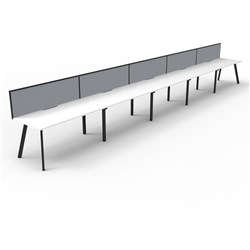 Eternity Workstation 5 Person With Screen 1500Wx750D White Top Black Single Frame