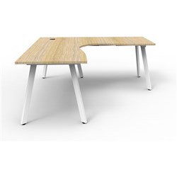Eternity Corner Desk 1500Wx1500Wx750D Oak Top White Frame