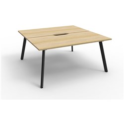 Eternity Workstation 2 Person No Screen 1200Wx750D Oak Top Black Double Frame
