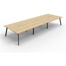 Eternity Workstation 6 Person No Screen 1200Wx750D Oak Top Black Double Frame