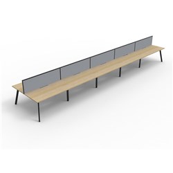 Eternity Workstation 10 Person With Screen 1200Wx750D Oak Top Black Double Frame