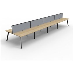 Eternity Workstation 8 Person With Screen 1200Wx750D Oak Top Black Double Frame