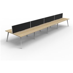 Eternity Workstation 8 Person With Screen 1200Wx750D Oak Top White Double Frame