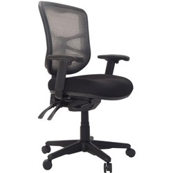 Buro Metro Mesh Chair 180KG Nylon Base With Arms + Slide Black Fabric Seat Mesh Back