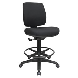 Buro Roma Mid Back Drafting Chair Black Foot Ring Black Fabric Seat And Back