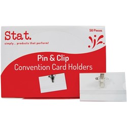 Stat Convention Card ID Holder Pin and Clip Name Badges Box of 50