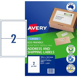 Avery Eco Friendly 40 Labels Laser Printer White 199.6 x 43.5 mm