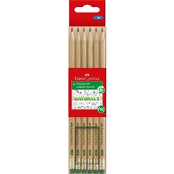 Faber Castell 2B NATURALS Graphite Pencils Pack of 6