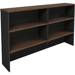 OM Premier Overhead Hutch W1800 x D325 x H1080mm Regal Walnut and Charcoal