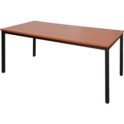 Rapidline Steel Frame Table 730Hx1800Wx900mmD Cherry Top Black Frame