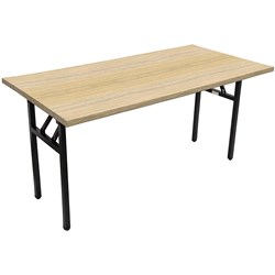 Rapidline Steel Folding Table 730Hx1500Wx750mmD Natural Oak Top Black Frame