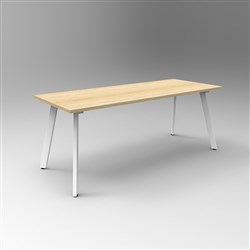 Rapidline Eternity Meeting Table 730Hx1800Wx750mmD Natural Oak Top White  Base