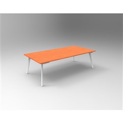 Rapidline Eternity Meeting Table 730Hx2400Wx1200mmD Cherry Top White Base