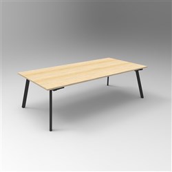 Rapidline Eternity Meeting Table 730Hx2400Wx1200mmD Natural Oak Top Black Base