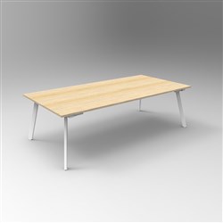 Rapidline Eternity Meeting Table 730Hx2400Wx1200mmD Natural Oak Top White  Base