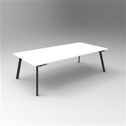 Rapidline Eternity Meeting Table 730Hx2400Wx1200mmD Natural White Top Black Base