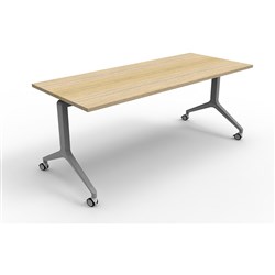 Rapidline Flip Top  Table 750H1800Wx900mmD Natural Oak Top Silver Frame