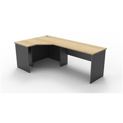 Rapidline Corner Workstation 1200Wx2100Wx600mmH 3 Piece Natural Oak & Ironstone
