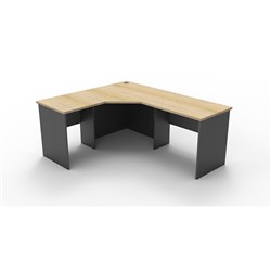 Rapidline Corner Workstation 1800Wx1500Wx600mmH 3 Piece Natural Oak & Ironstone