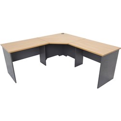 Rapidline Corner Workstation 1800Wx1800Wx600mmH 3 Piece Beech & Ironstone