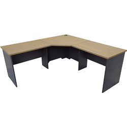 Rapidline Corner Workstation 1800Wx1800Wx600mmH 3 Piece Natural Oak & Ironstone